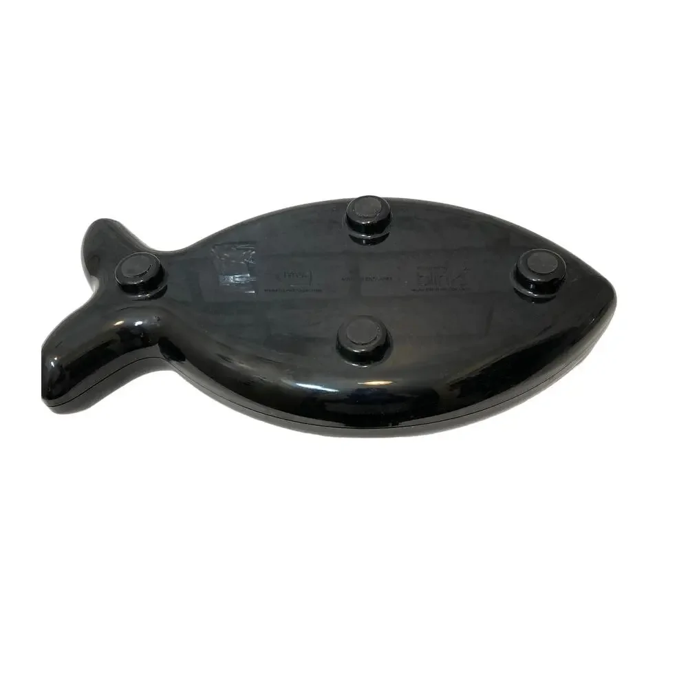 Cat Dish Fish Shaped, Black and Chrome by Blink